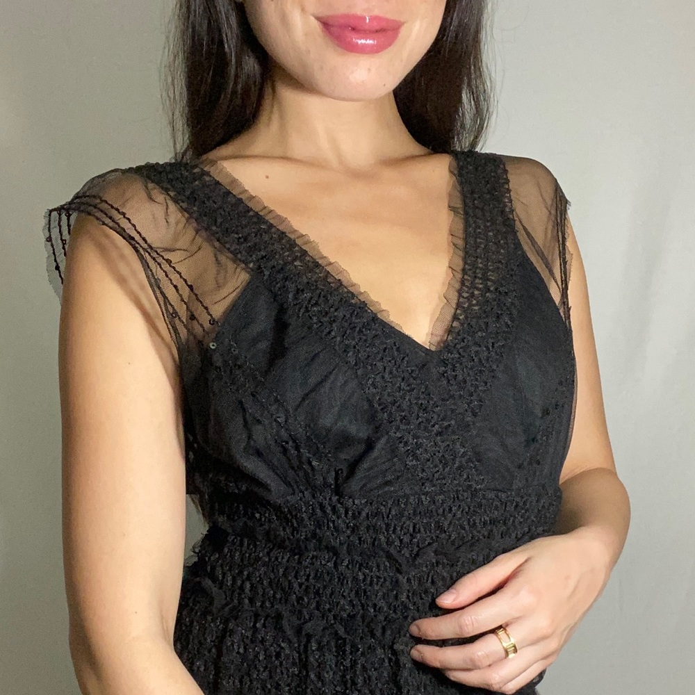 Womens Max Studio tulle sequined midi dress S or M